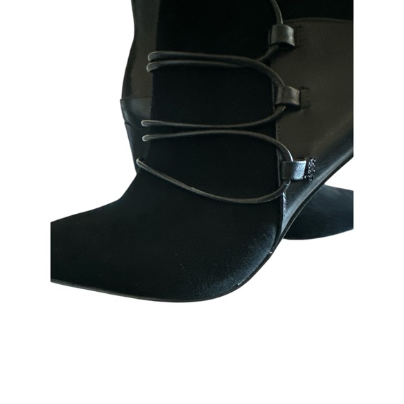 Nine West Toughyo Black Suede Leather Lace Up Stiletto Heel Ankle Booties Women - Picture 10 of 11